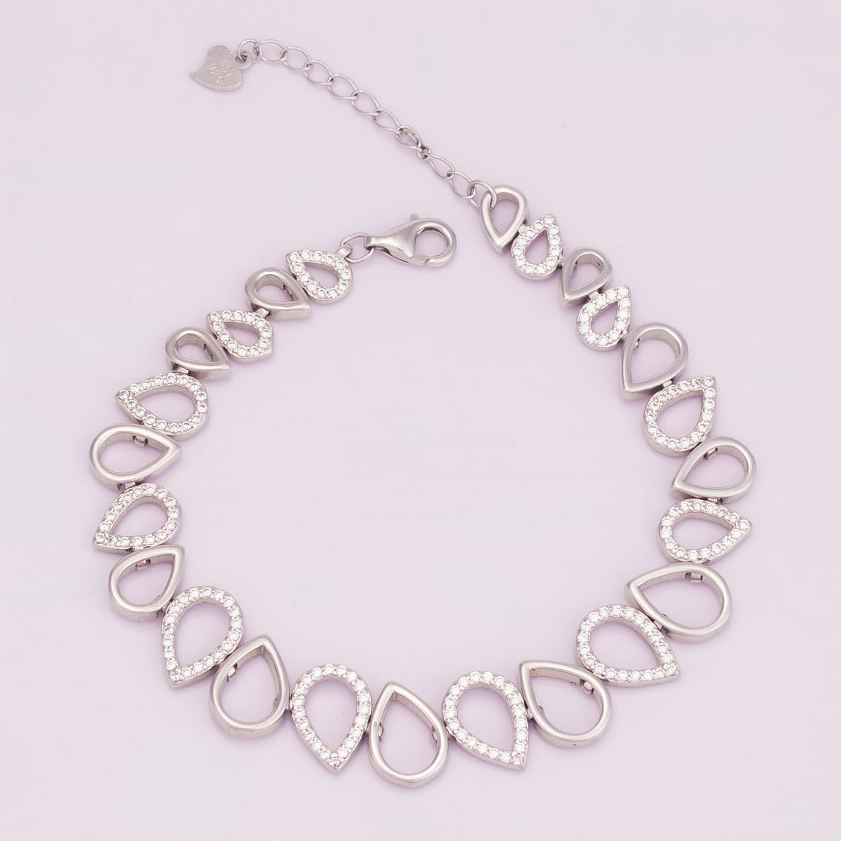 925 Silver Teardrop Link Bracelet for Women