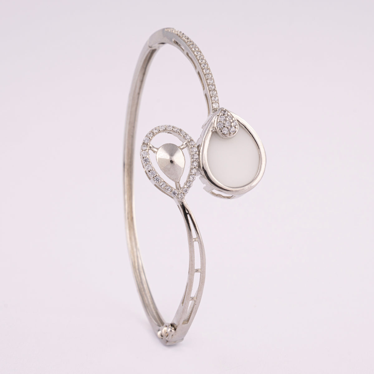 925 Silver Swirl Bangle Bracelet with Drop Stone for Women