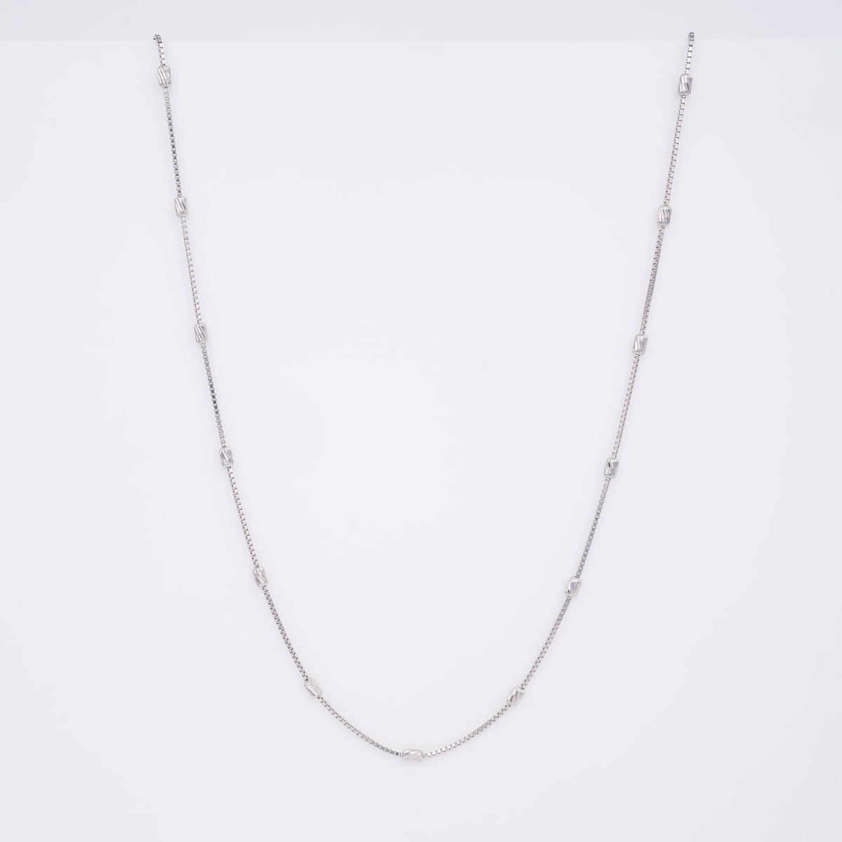 Silver Box Chain with Textured Oval Beads