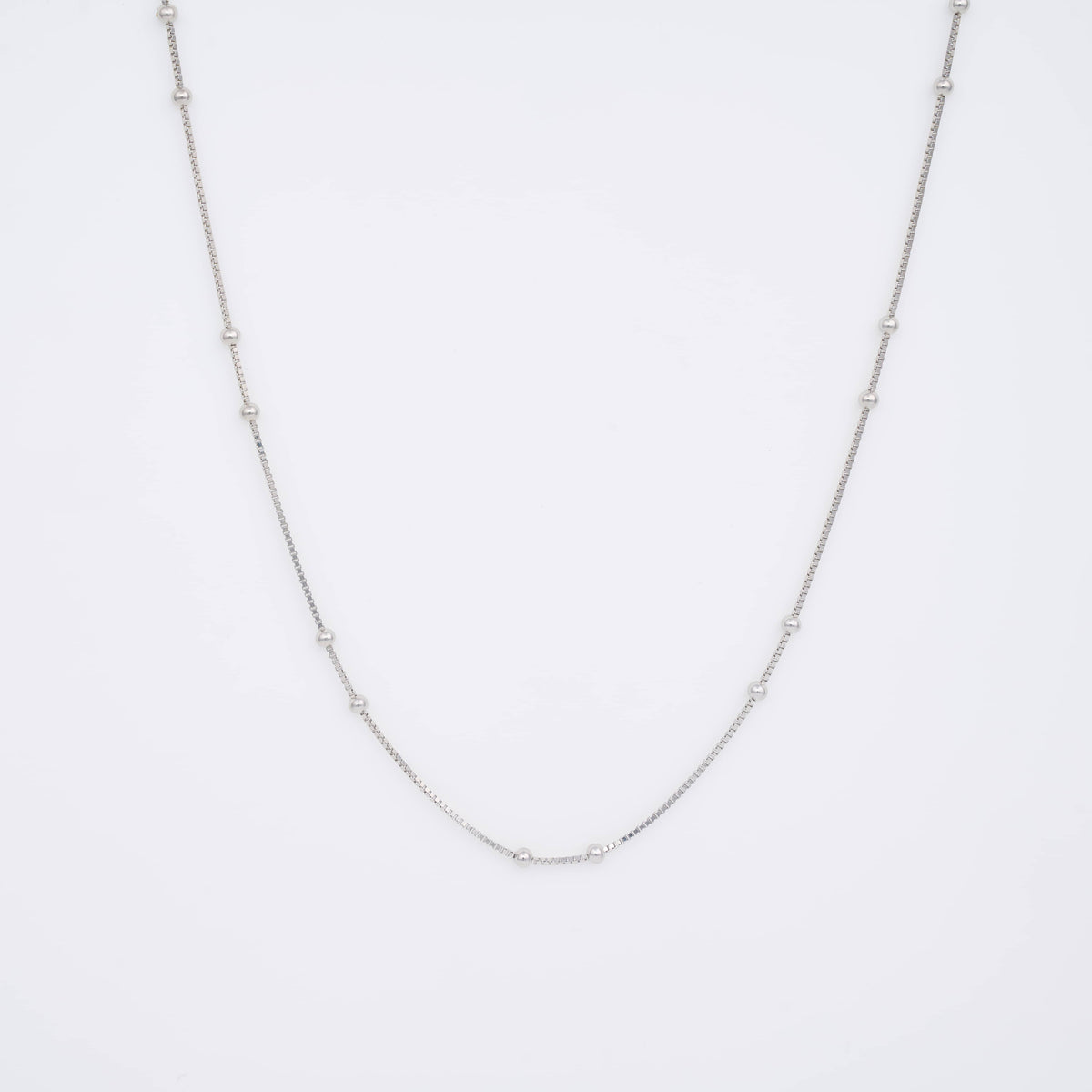 Silver Box Chain with Round Ball Stations