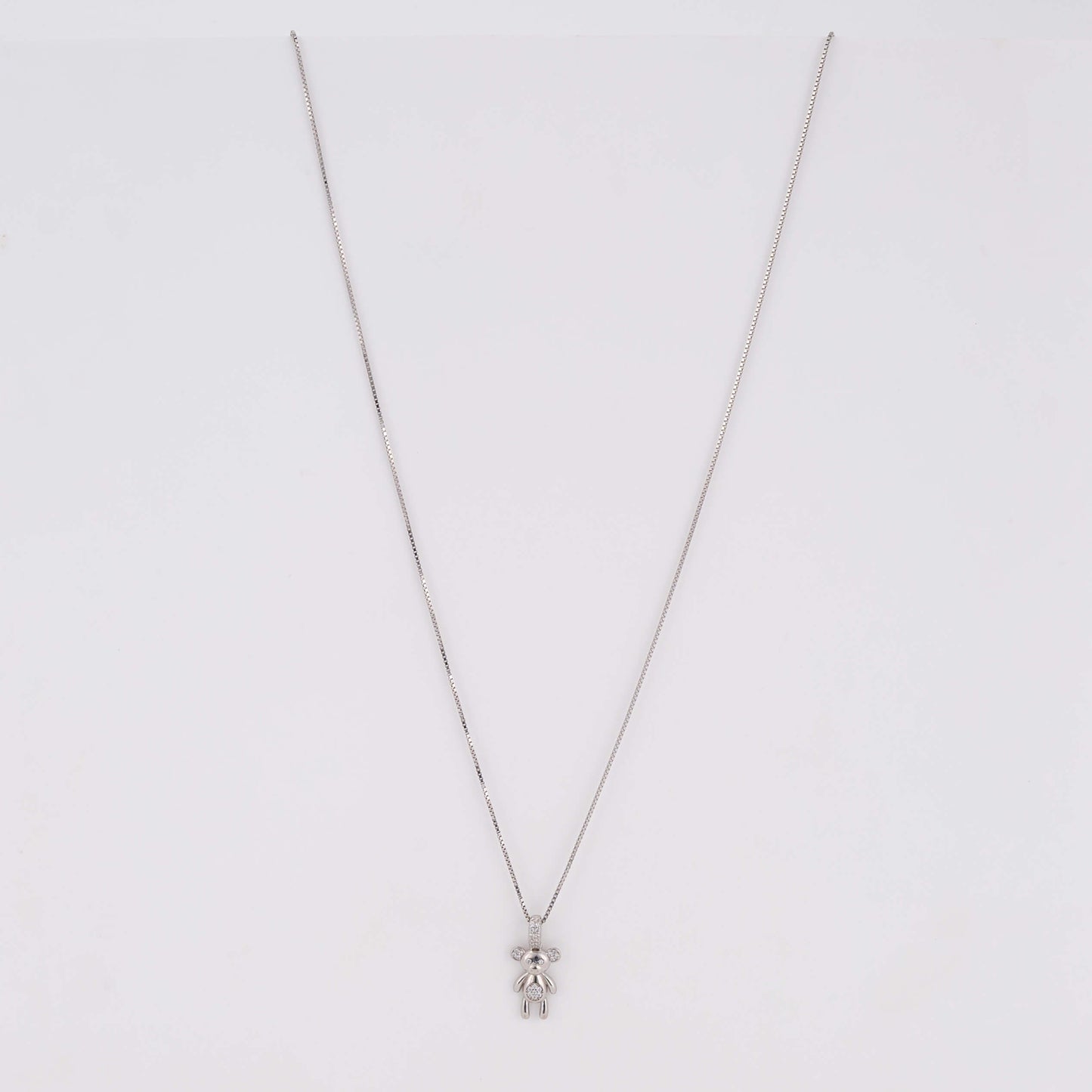 925 Silver Daily Wear Necklace with diamond teddy pendant
