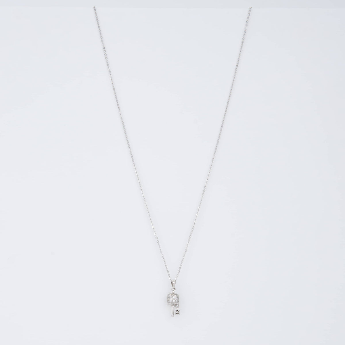 925 Silver Musical Drum Pendant Necklace with Diamond Accents
