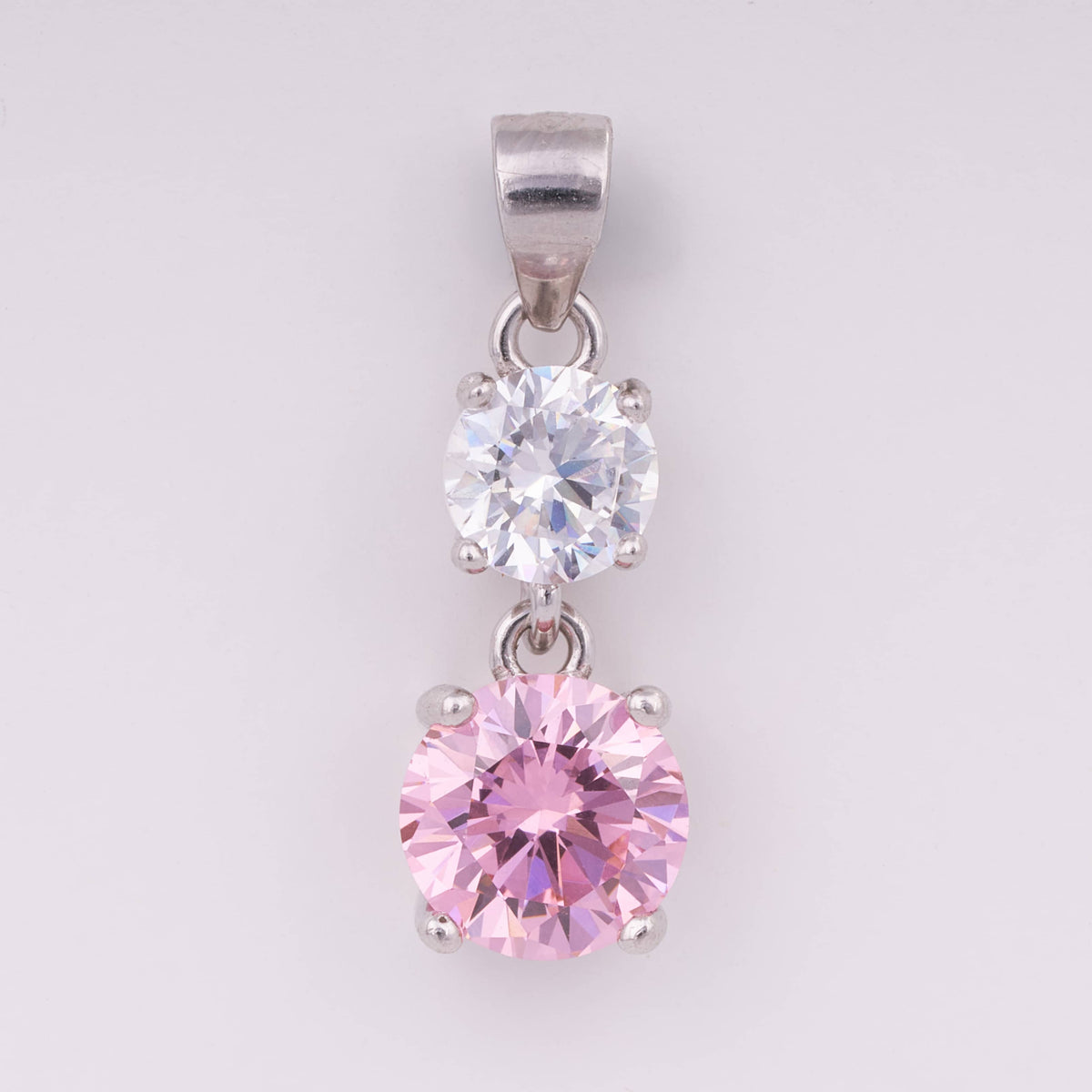 Pink Zircon Silver Pendant Set for women