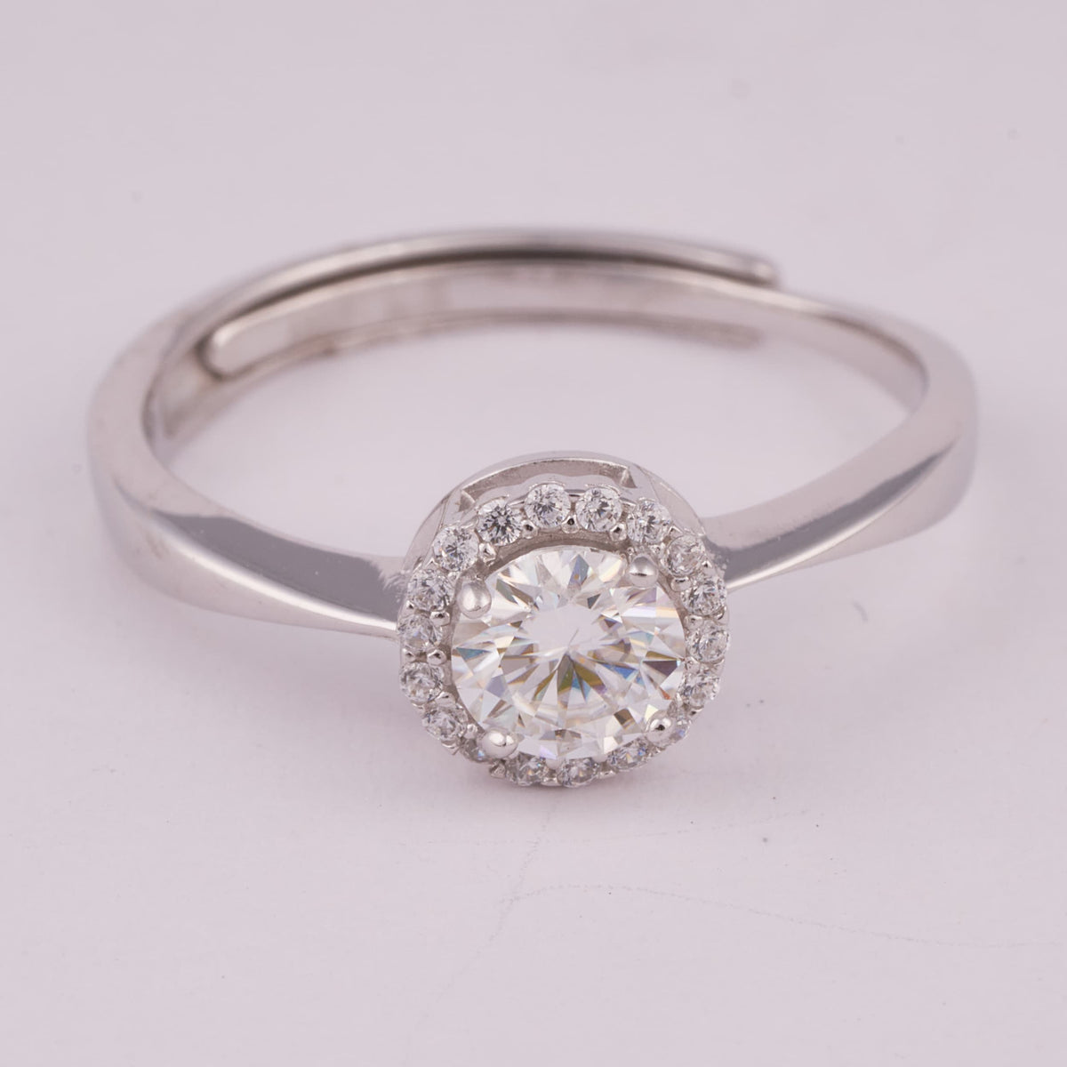 Silver Halo Ring with Round Center Stone