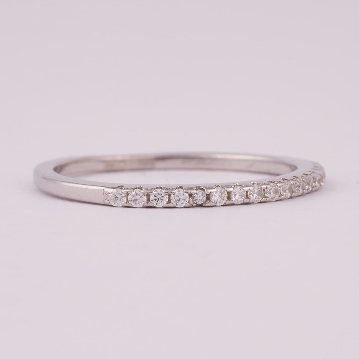 Thin Silver Half-Eternity Band with Stones