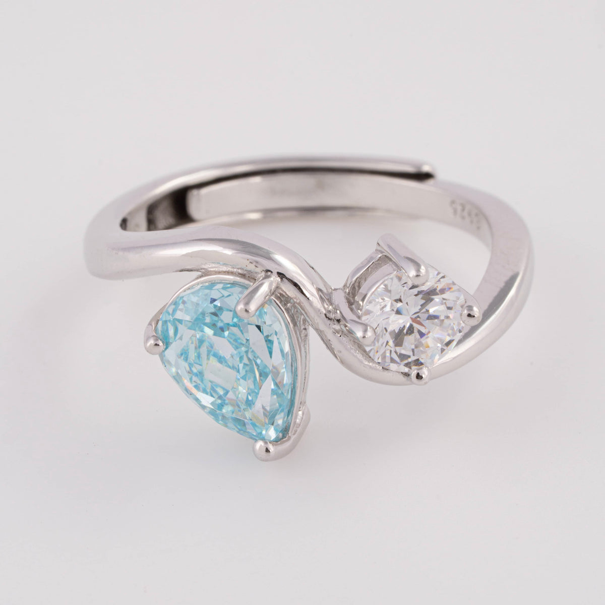 Blue Stone Adjustable Silver Ring for Women