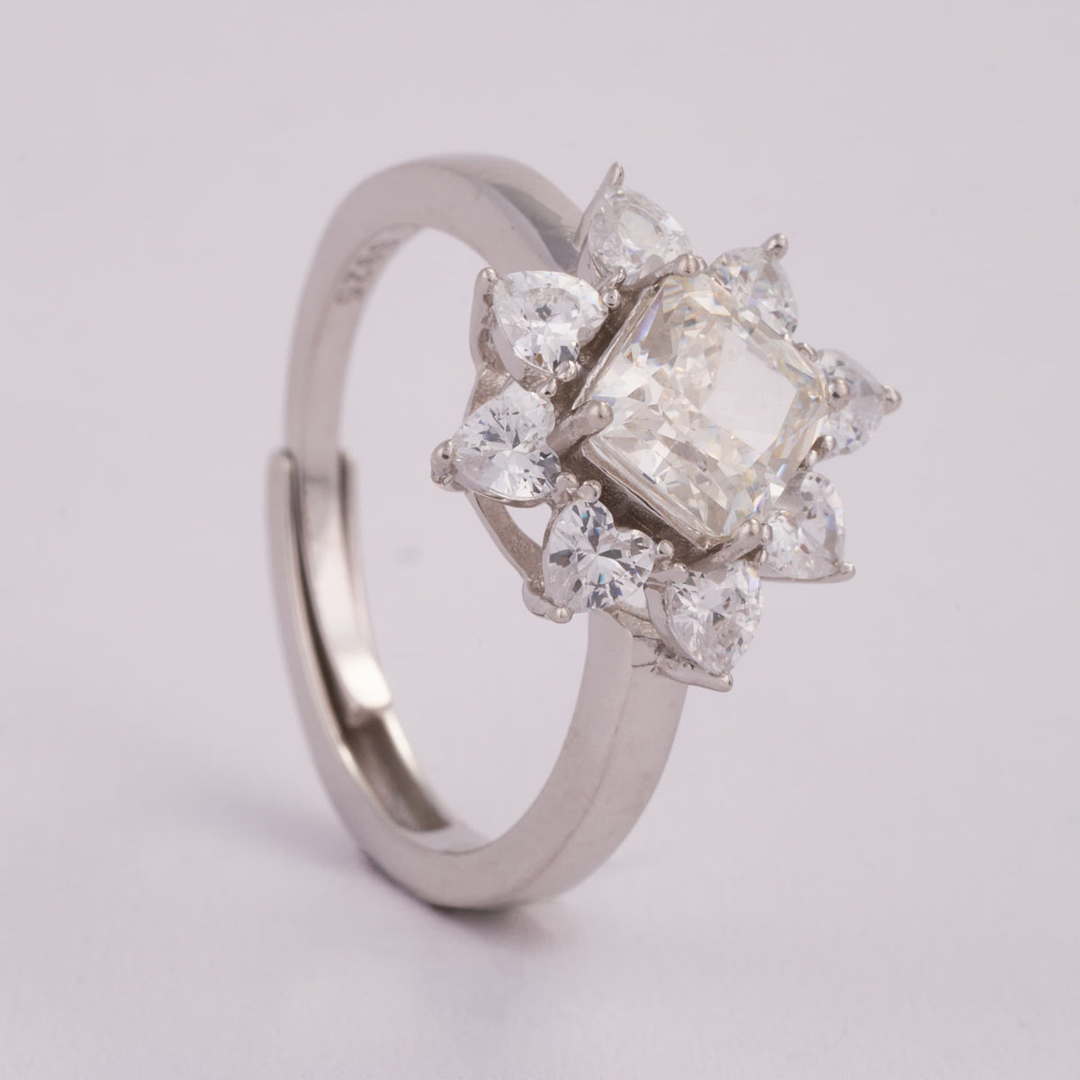 Flower Design Adjustable Silver Ring | Party Wear Ring