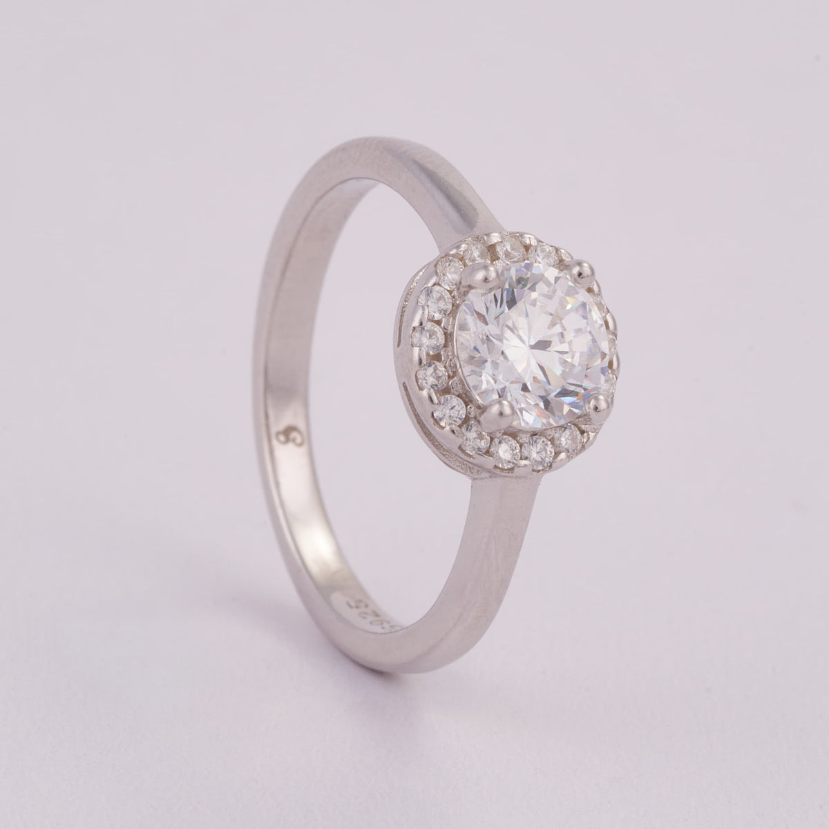 Round Halo Silver Ring for Women | Engagement Ring