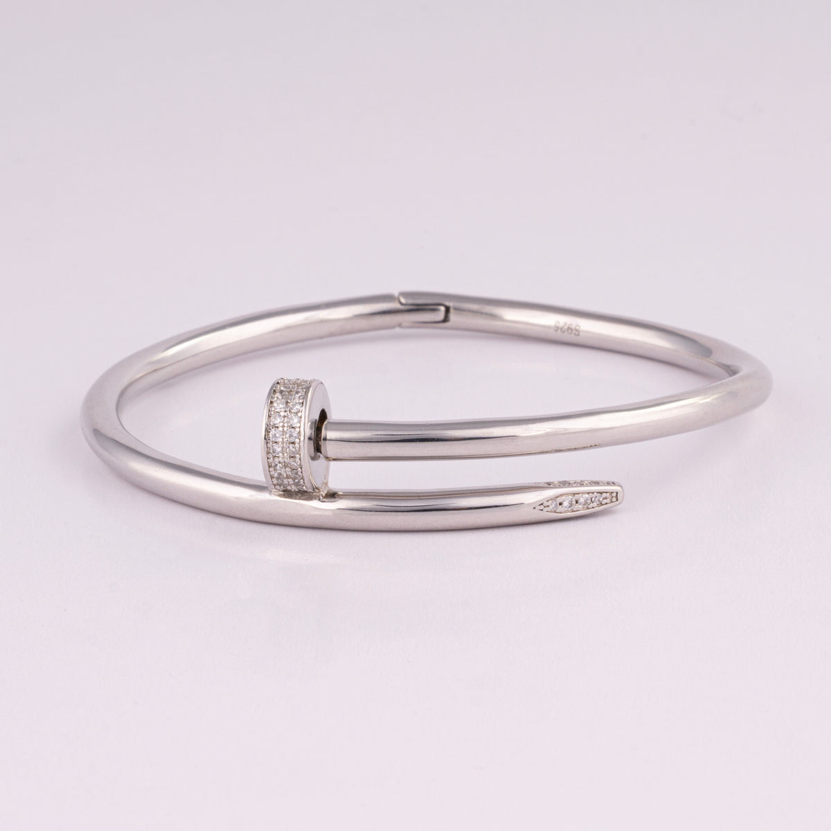925 Silver Twisted Nail Design Bangle Bracelet for Women