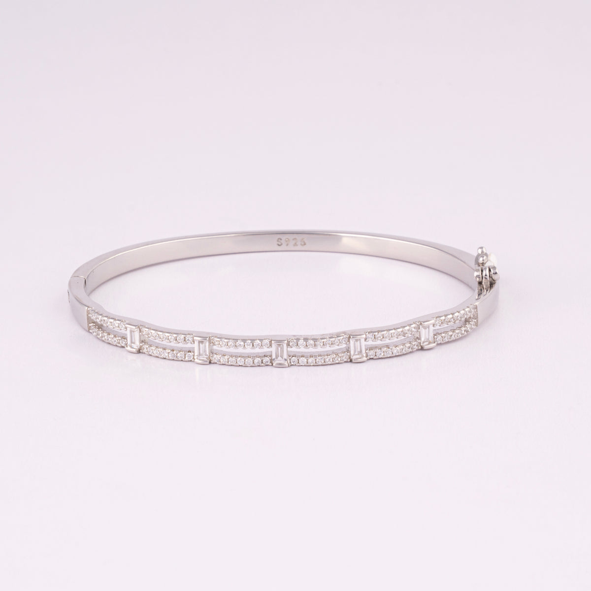 925 Silver Bar Design Bangle Bracelet for Women
