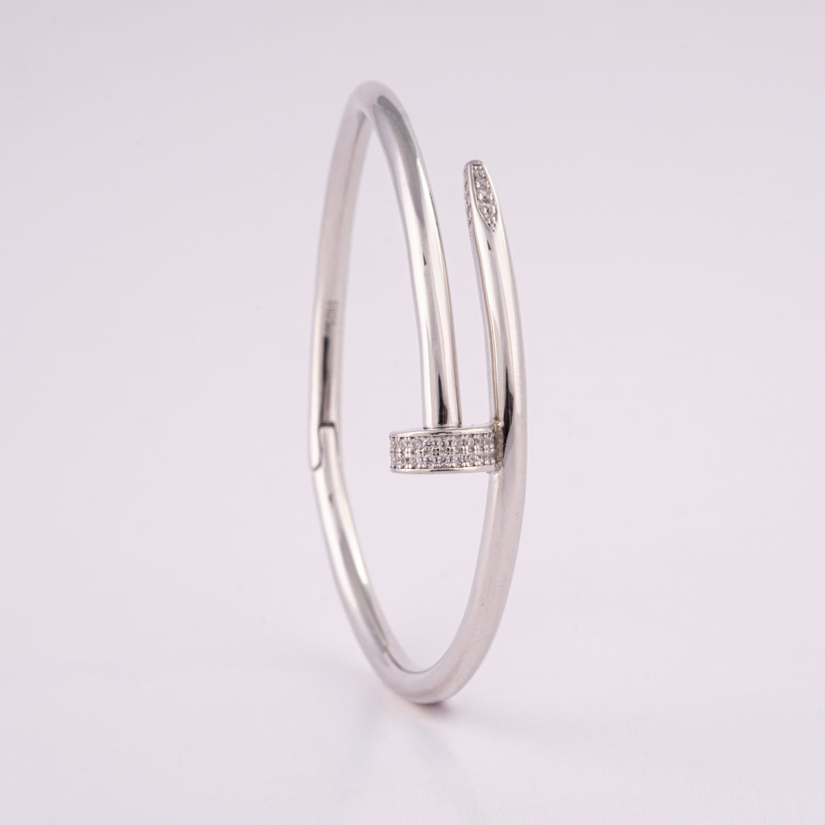 925 Silver Twisted Nail Design Bangle Bracelet for Women