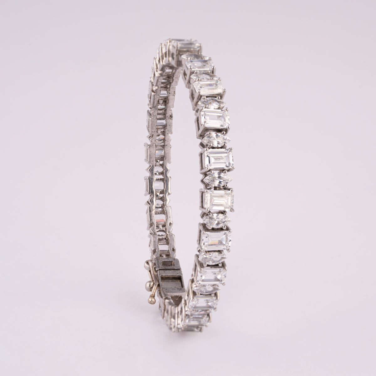 925 Silver Emerald Cut Tennis Bracelet for Women
