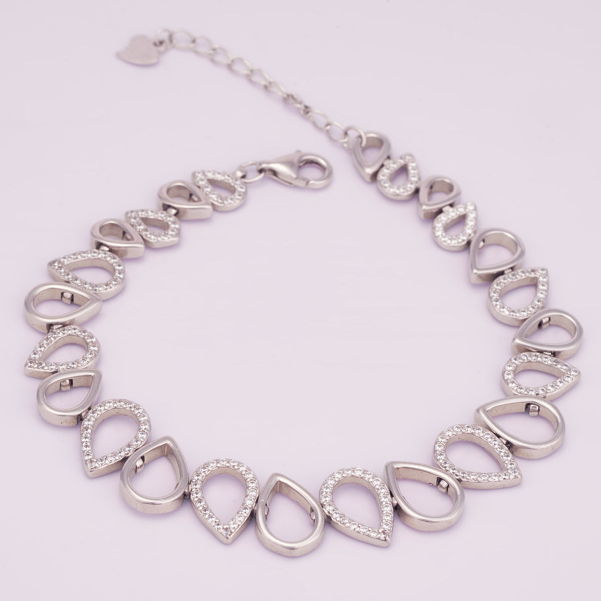 925 Silver Teardrop Link Bracelet for Women