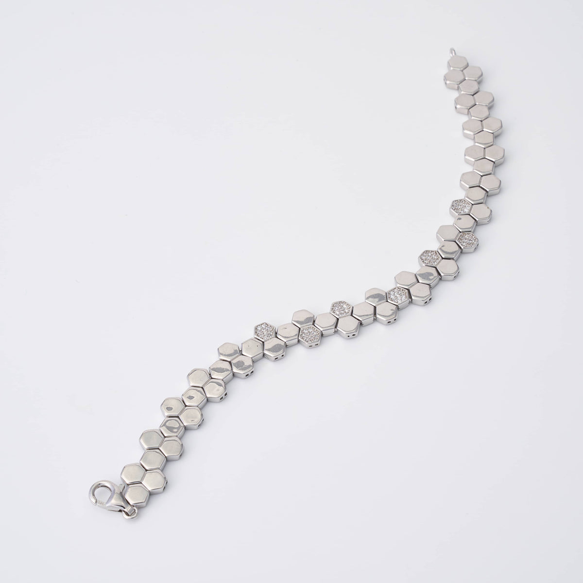 Silver Hexagon Diamond Bracelet