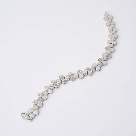 Silver Hexagon Diamond Bracelet