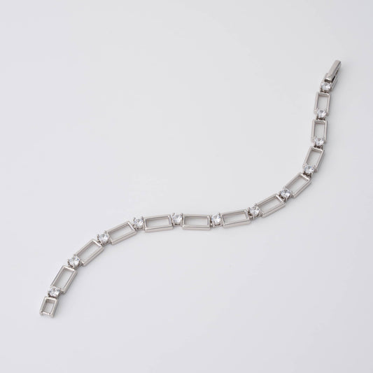 Silver Rectangle Link Bracelet