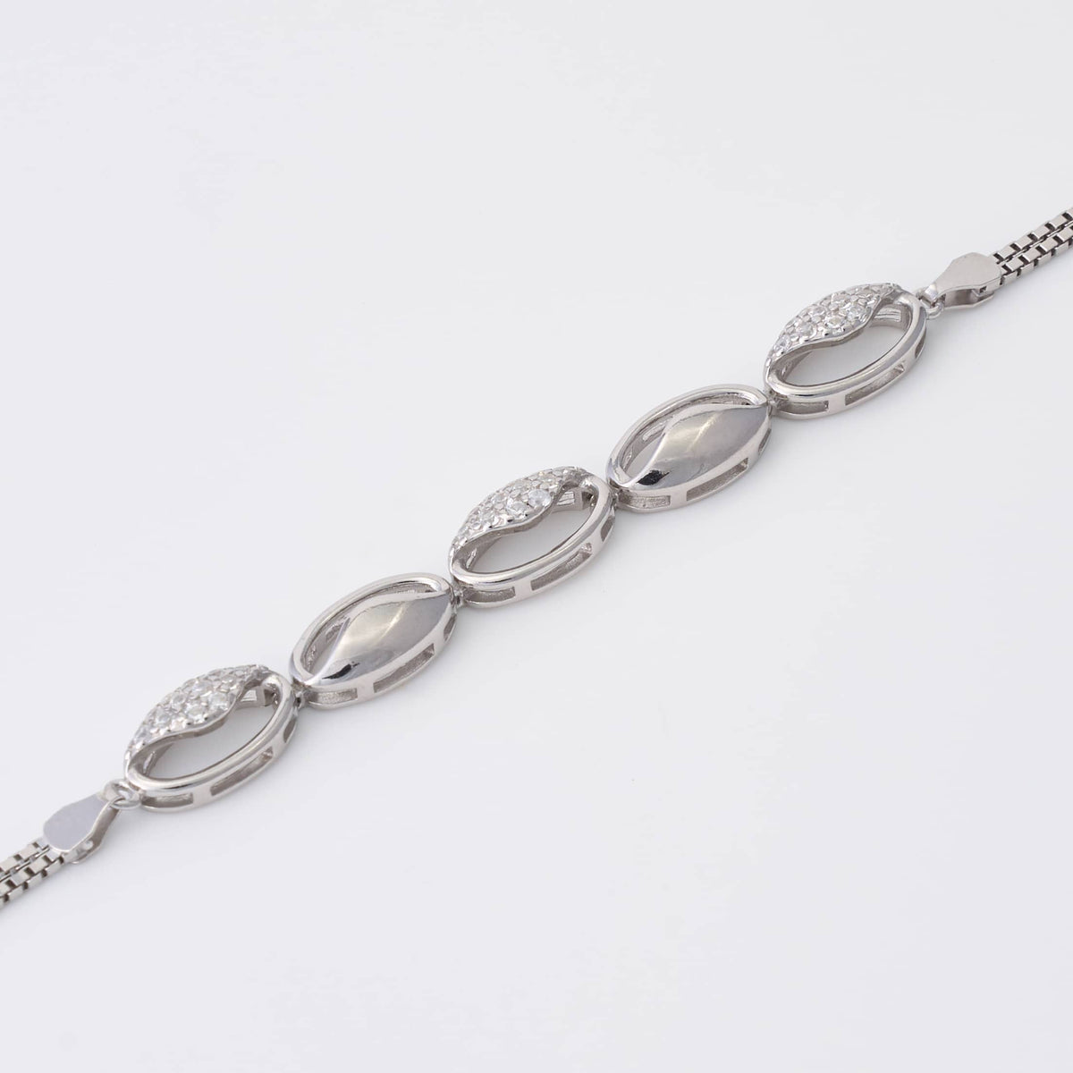 Silver Oval Crystal Bracelet