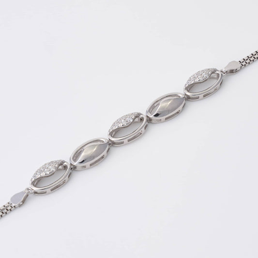 Silver Oval Crystal Bracelet