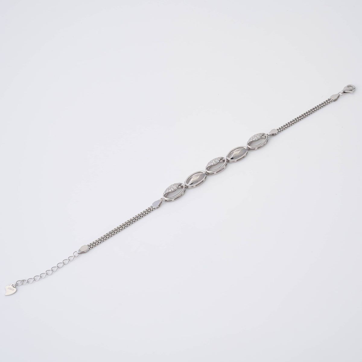 Silver Oval Crystal Bracelet