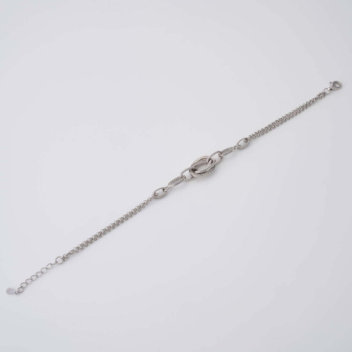 Silver Interlocking Oval Bracelet