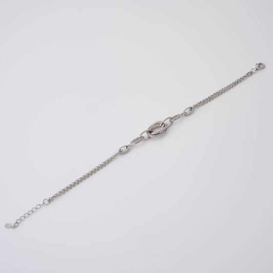 Silver Interlocking Oval Bracelet