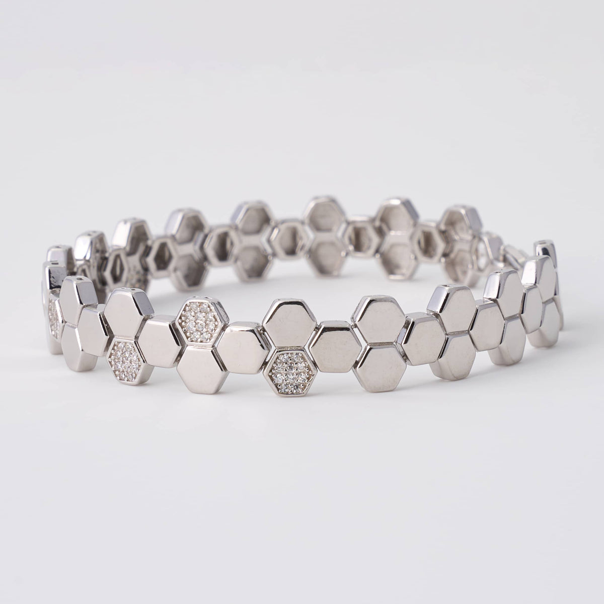 Silver Hexagon Diamond Bracelet