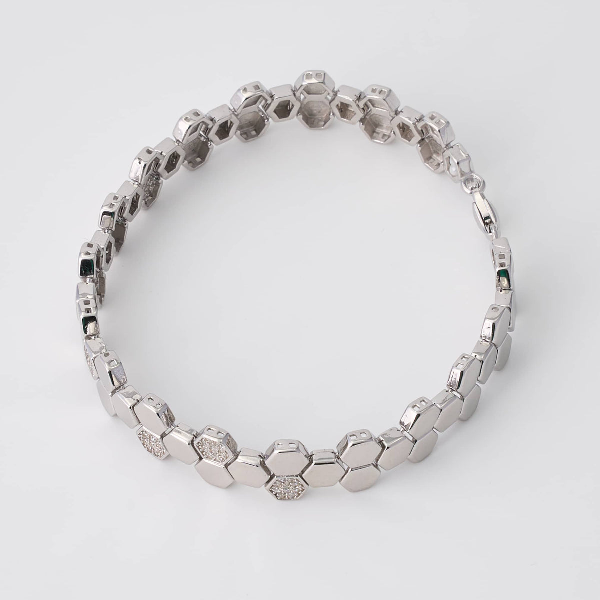 Silver Hexagon Diamond Bracelet