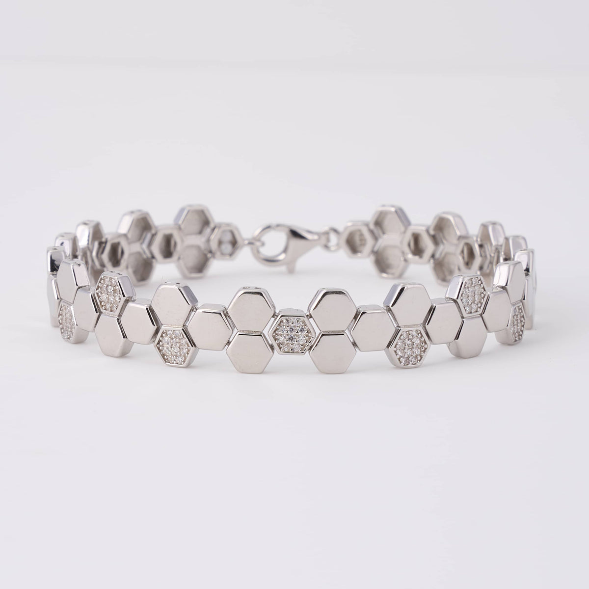 Silver Hexagon Diamond Bracelet