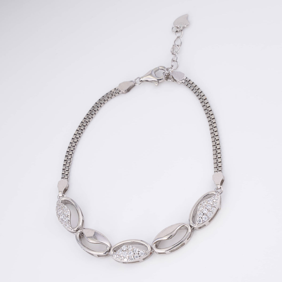 Silver Oval Crystal Bracelet