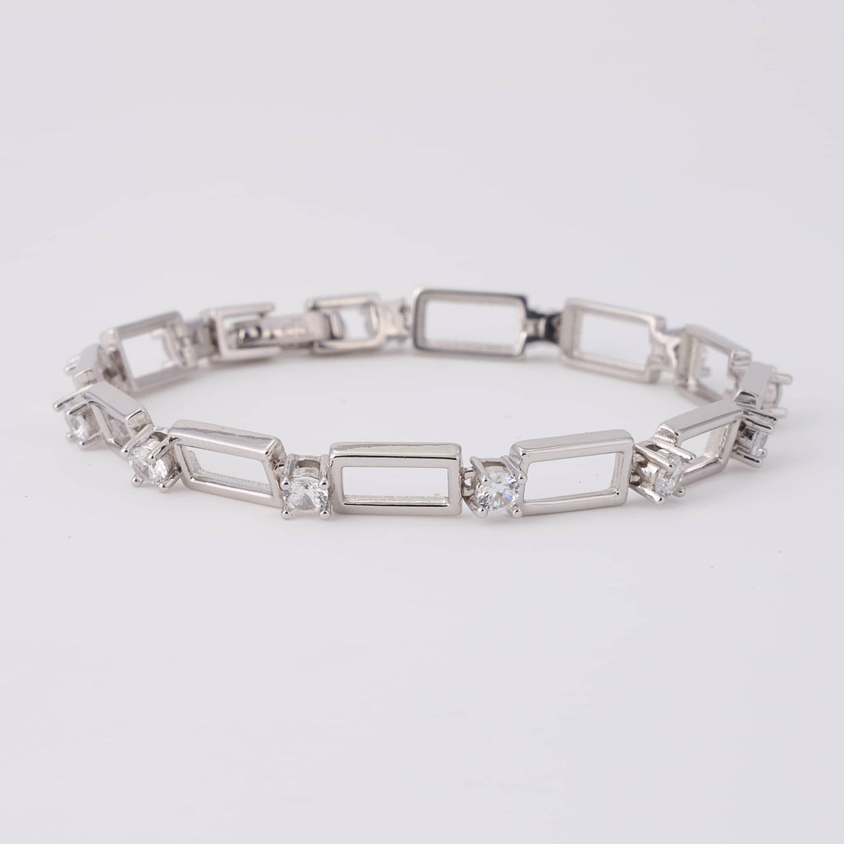 Silver Rectangle Link Bracelet
