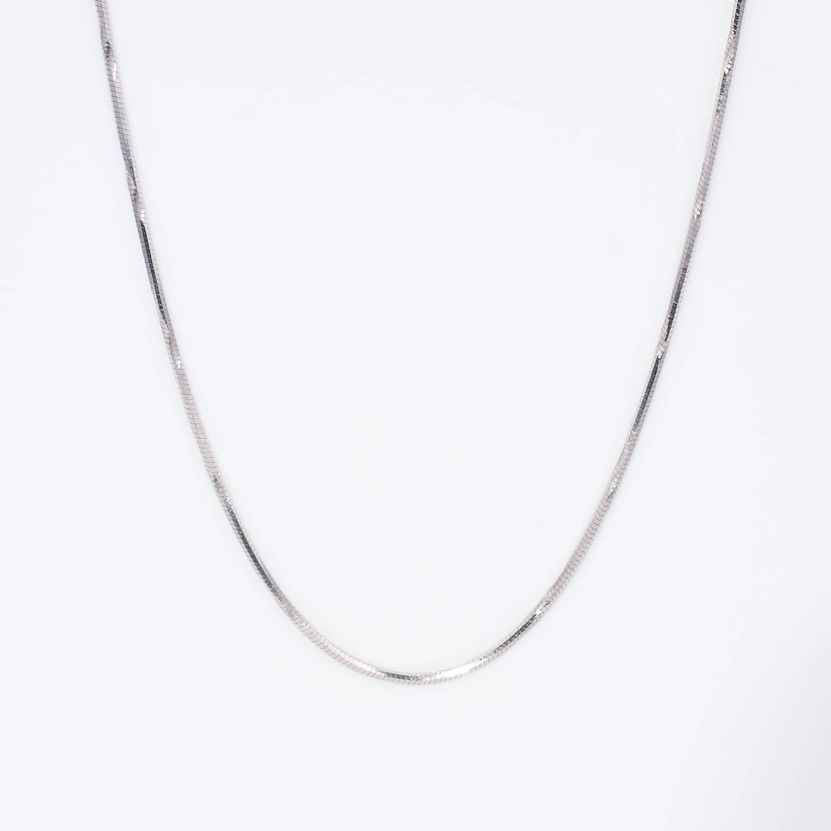Simple Silver Herringbone Chain Necklace