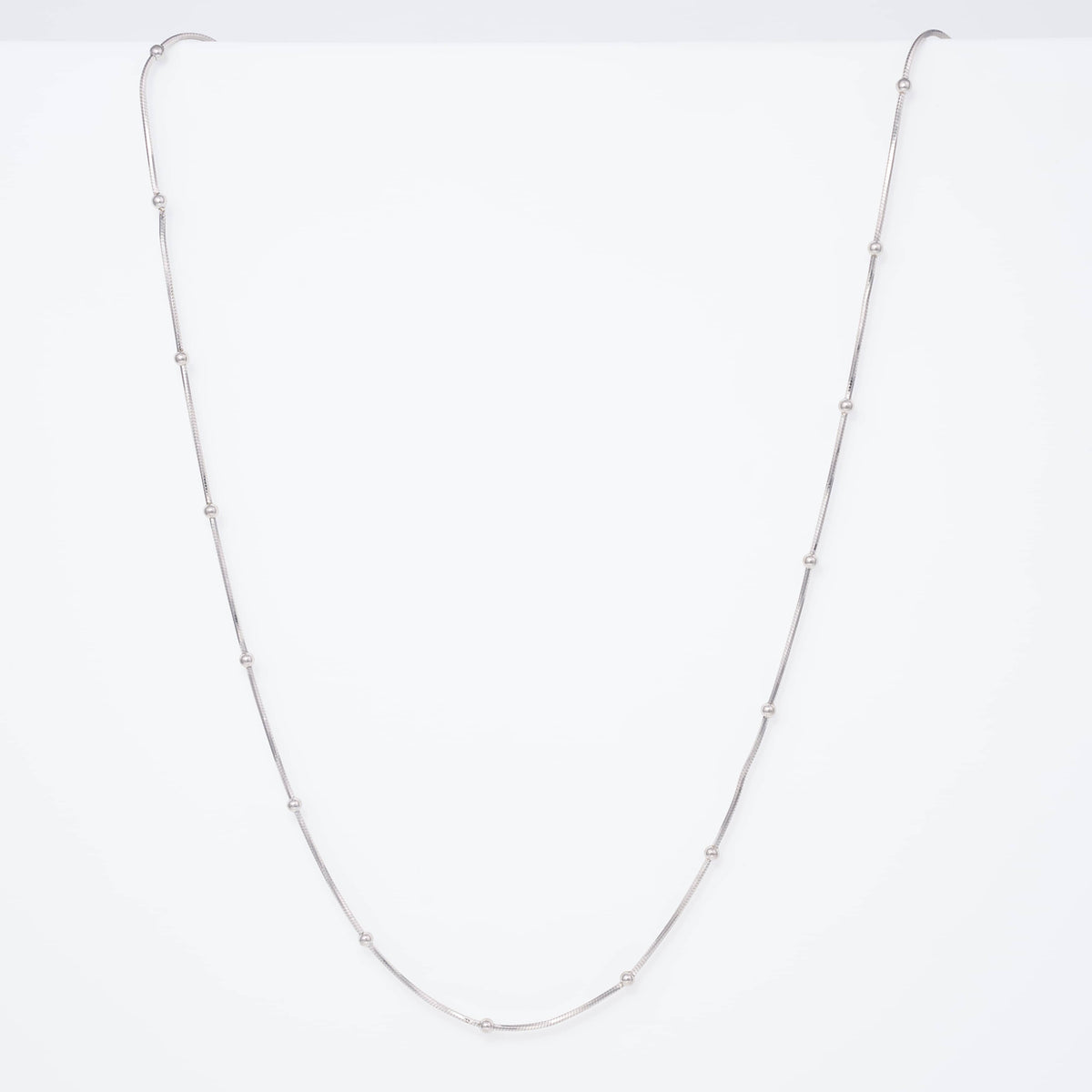 Silver Herringbone Chain with Small Bead Accents