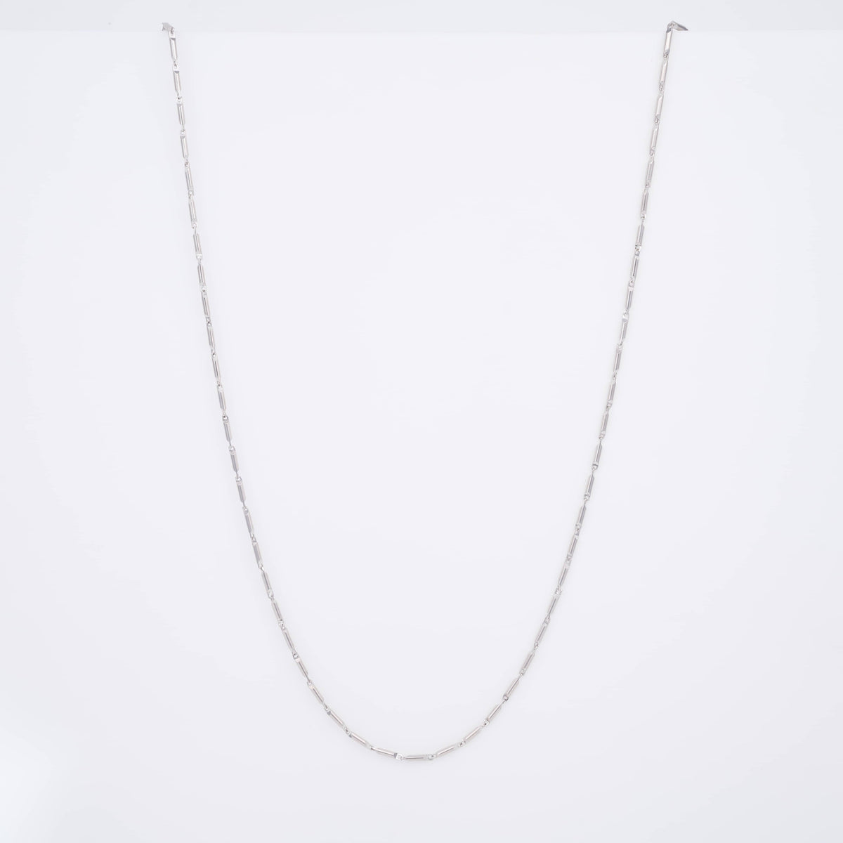 Dainty Silver Bar and Link Chain Necklace