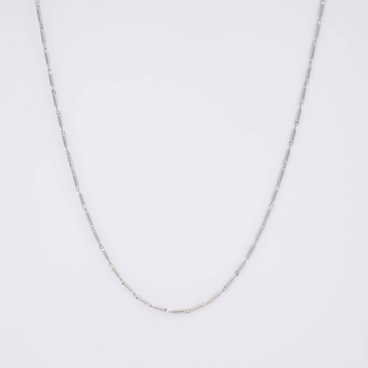 Dainty Silver Bar and Link Chain Necklace