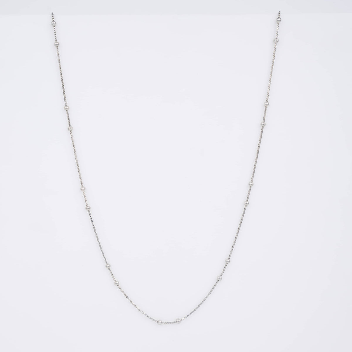 Silver Box Chain with Round Ball Stations