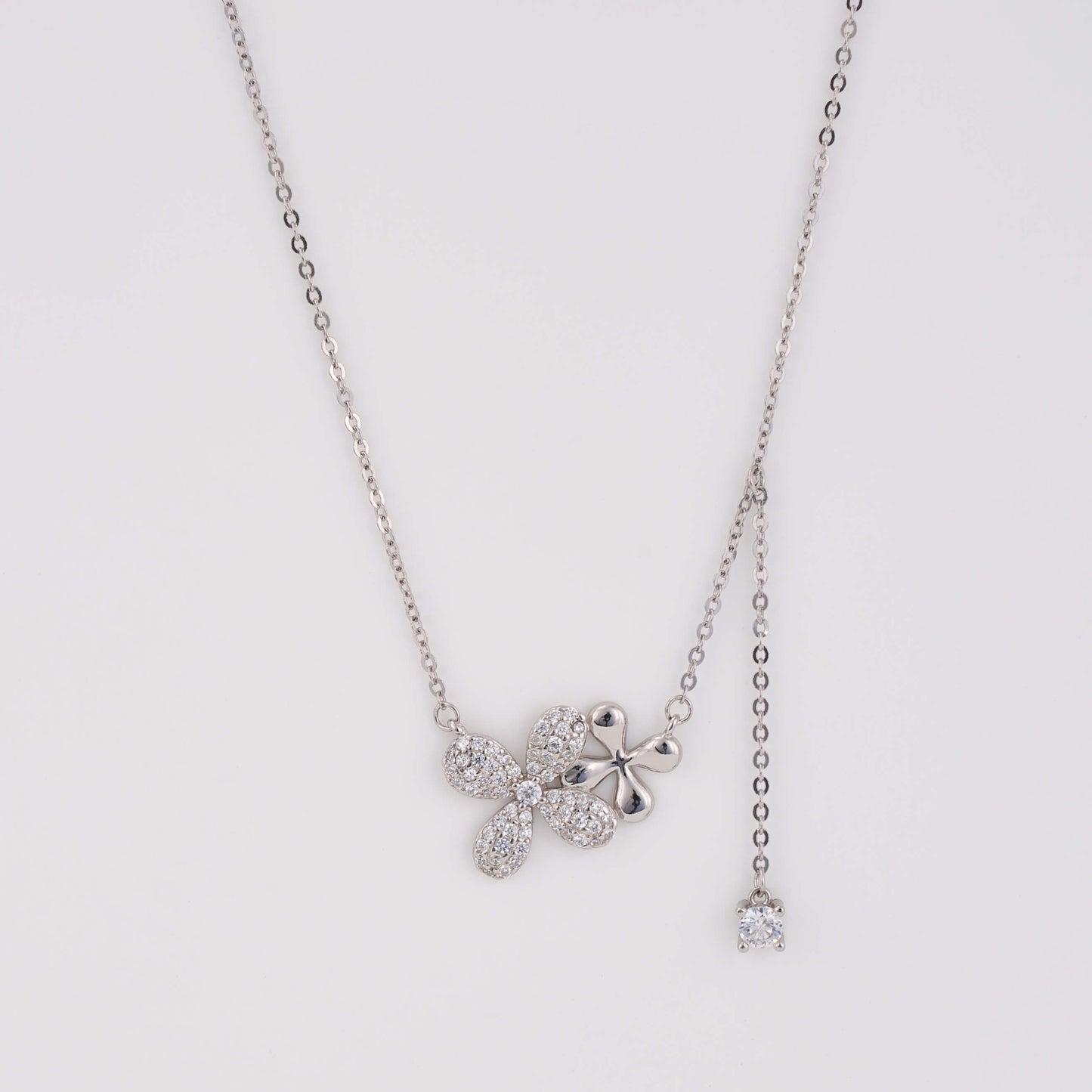 925 Silver Daily Wear Necklace with diamond pendant