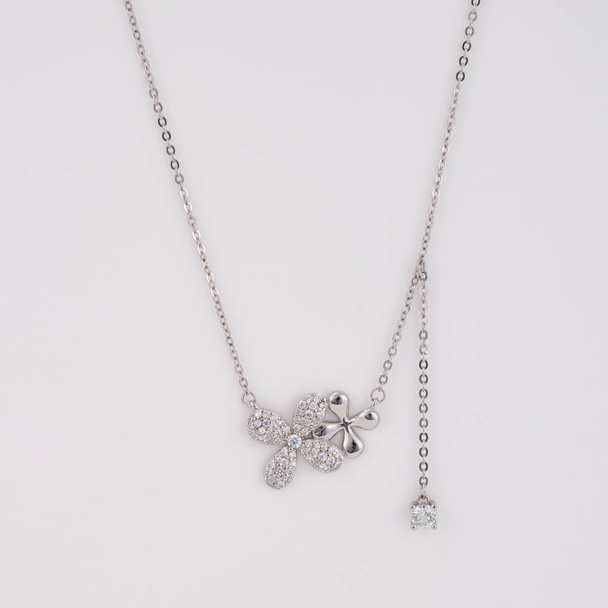 925 Sterling Silver Four-Petal Flower Necklace