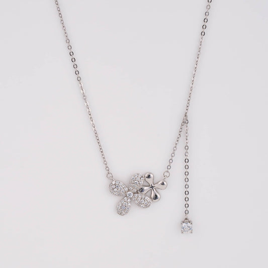 925 Sterling Silver Four-Petal Flower Necklace