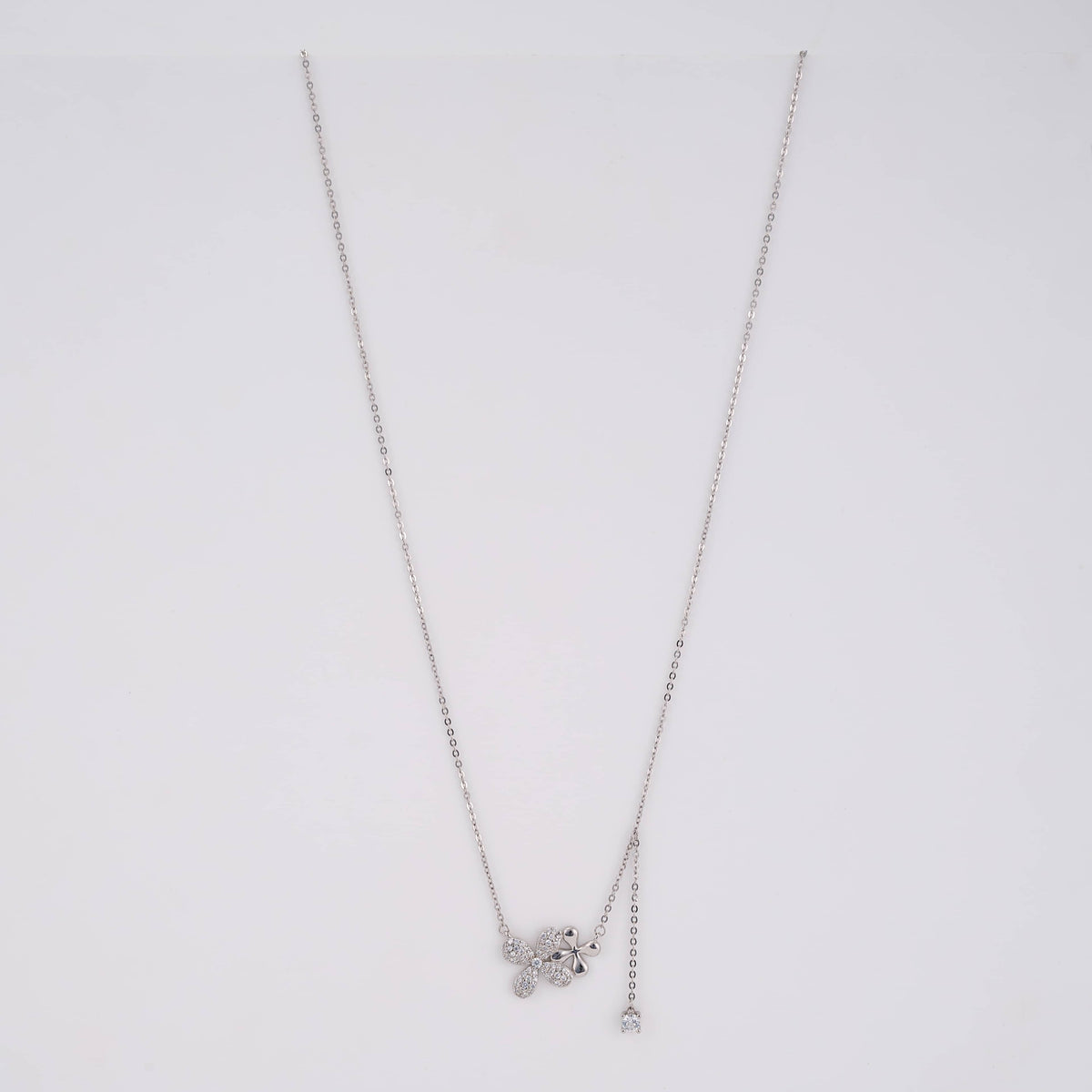 925 Sterling Silver Four-Petal Flower Necklace