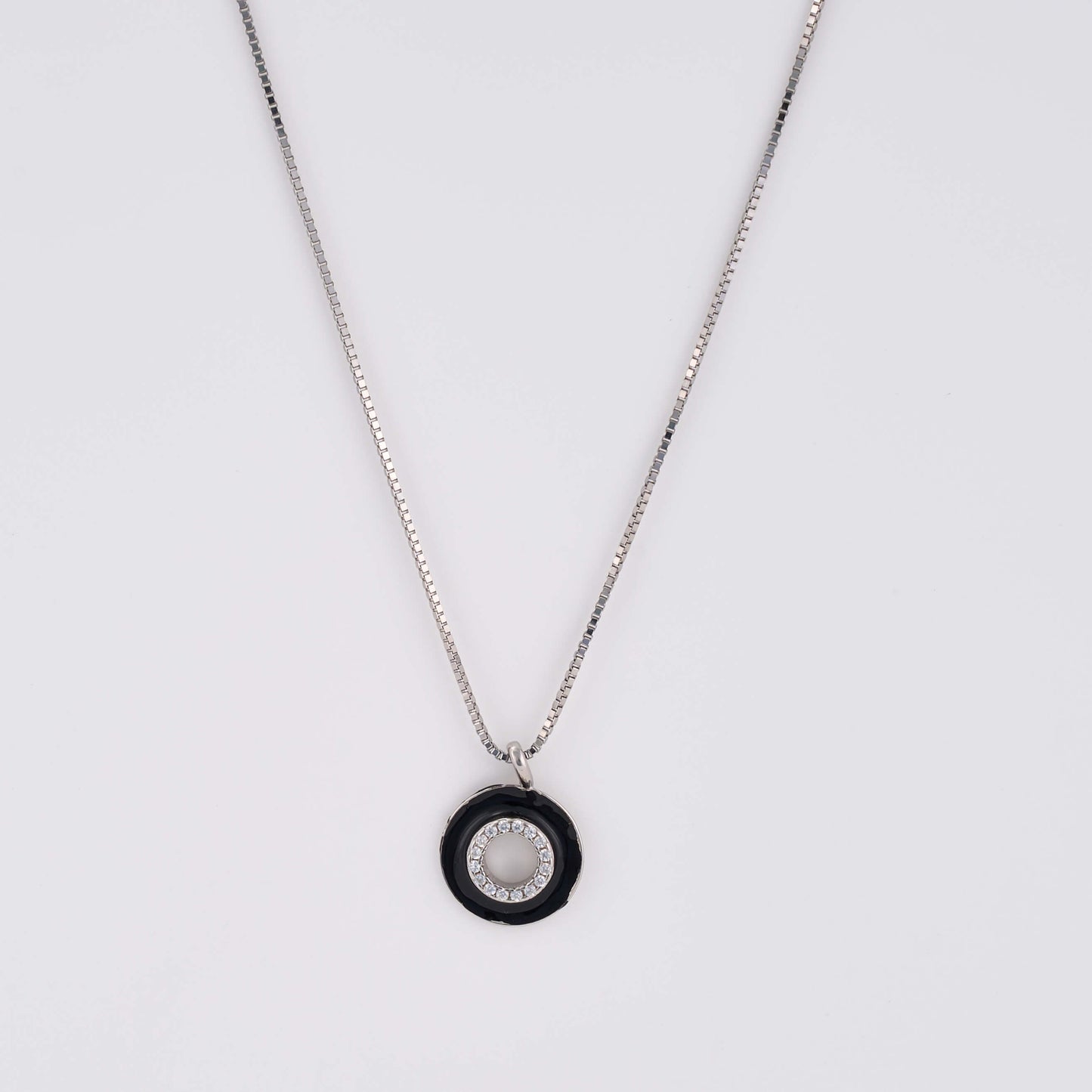 925 Silver Daily Wear Necklace with diamond black pendant