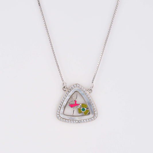 925 Silver Daily Wear Necklace with diamond color pendant