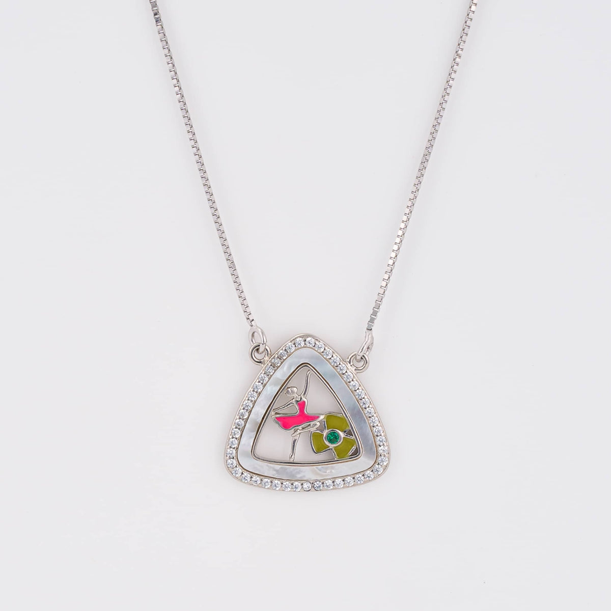 925 Sterling Silver Ballerina Pendant Necklace