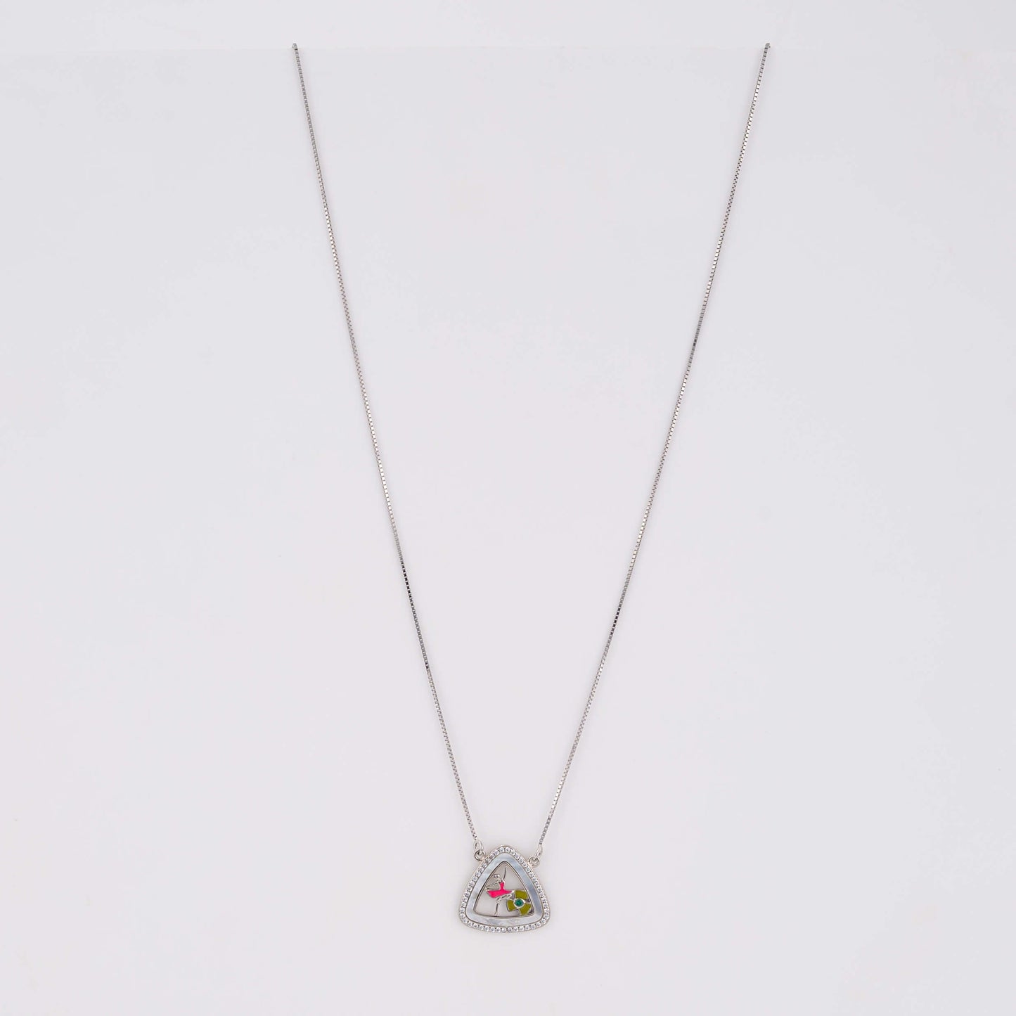 925 Silver Daily Wear Necklace with diamond color pendant