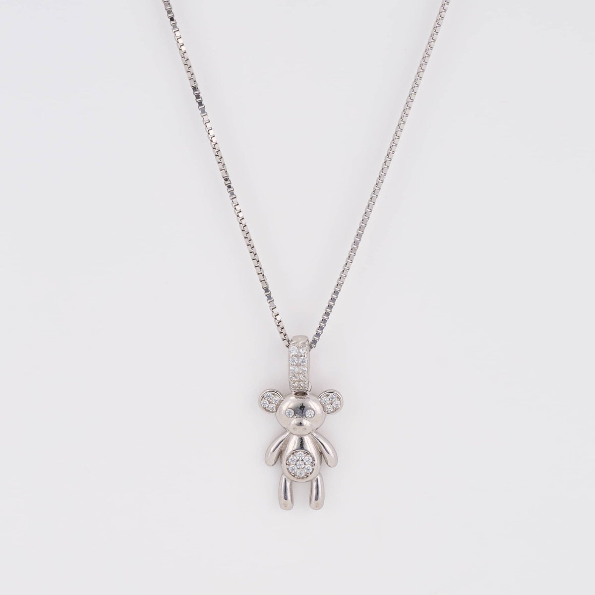 925 Sterling Silver Teddy Bear Pendant Necklace