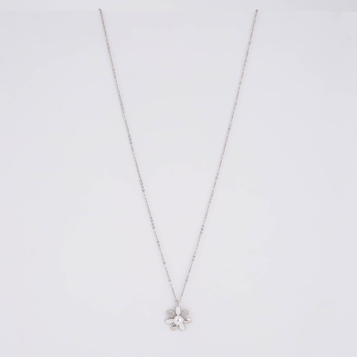 925 Sterling Silver Pearl Flower Necklace