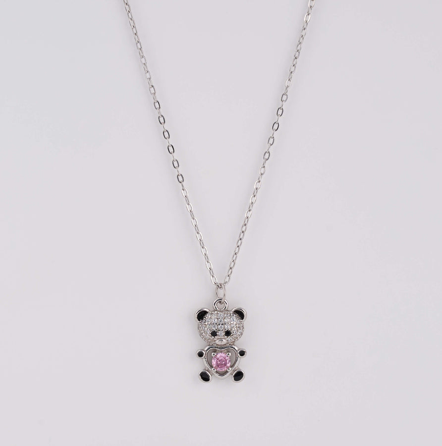 VELDIRA 925 silver daily wear necklace with diamond teddy pendant