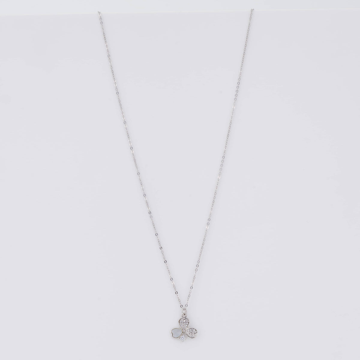 925 Silver Butterfly Pendant Necklace with Mother of Pearl & Diamonds