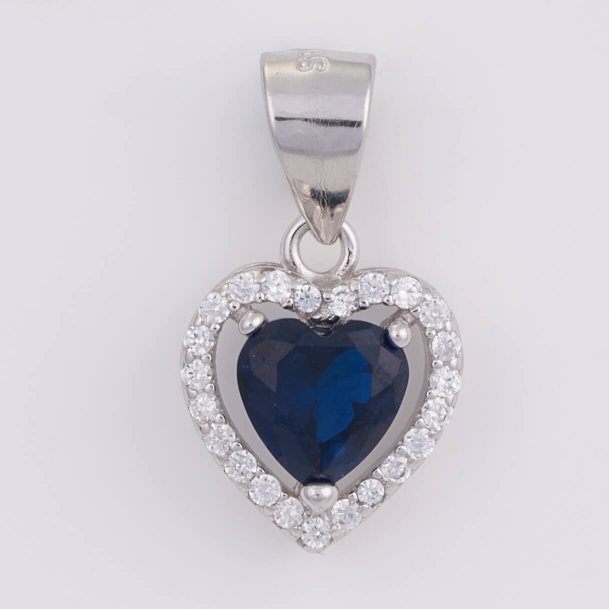 925 Silver Party wear Blue Stone Diamond Pendant Set with earrings