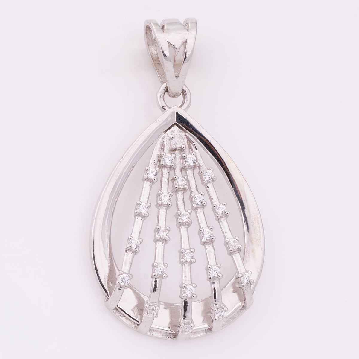 Pear Shape Silver Pendant Set for Women