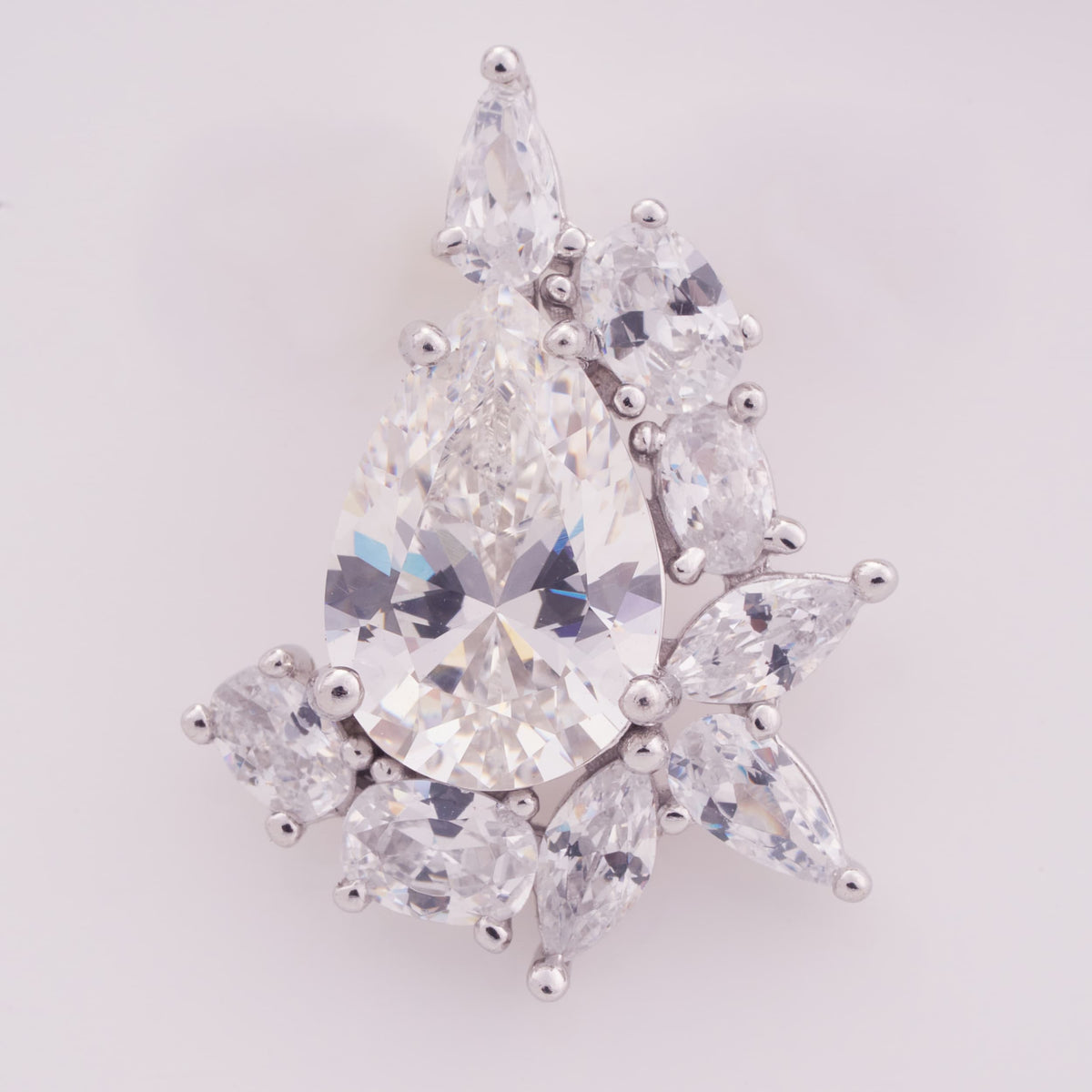 Cluster Pear CZ Silver Pendant Set for Women